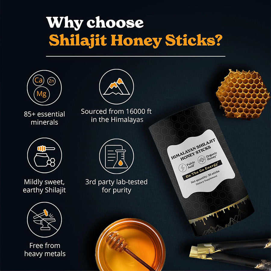 🍯 Saffron + Shilajit Honey Sticks